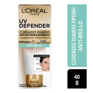 Protector Solar L'oréal Paris Anti Brillo Fps50 Uv Defender