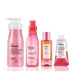 Tododia Frambuesa y Pimienta Rosa Body Splash con Crema Corporal con Manos y Aceite Bifásico